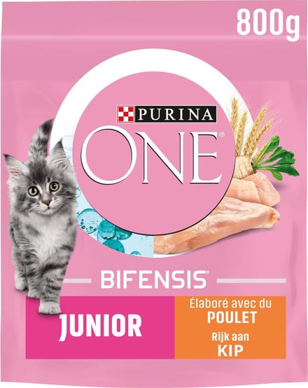 Purina ONE Junior - Kattenvoer - Kip & Volkoren Granen - 8x 750g