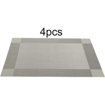4 stuks placemat mode PVC eettafel mat bord pads onderzetters tafelkleed pad(Grijs) gray