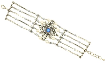 Behave Dames luxe parel armband zilver-kleur vintage 20 cm
