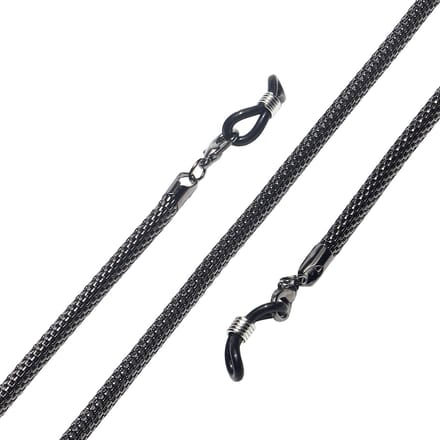 Fako Bijoux® - Brillenkoord - RVS - Stainless Steel - Metaal - Mesh - 3mm - 75cm - Donkergrijs