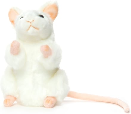 Hansa knuffel muis - wit - 16 cm - pluche - muizenknuffel - knuffeldier - realistische knuffels