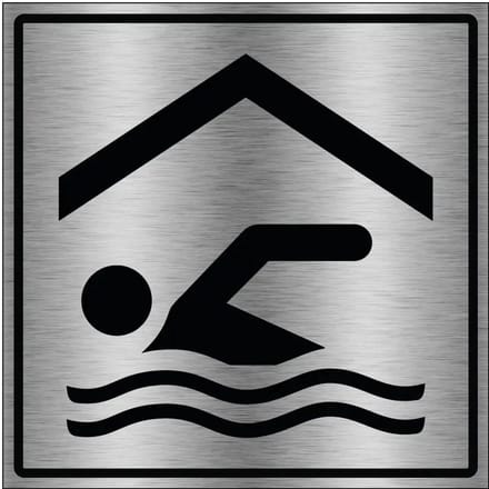 Overdekt zwembad bord - gecoat brushed aluminium | 20 x 20 cm