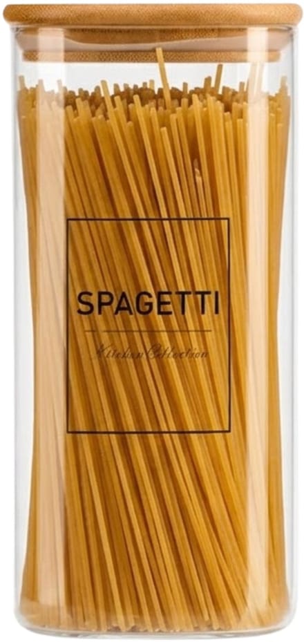 Vivalto Voorraadpot Essentials - keuken - spaghetti - glas - 2,1L - luchtdichte deksel