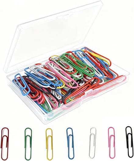 Solidchoice - Set van 100 Gekleurde Metalen Paperclips met Opbergdoos