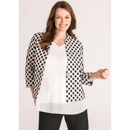 Blazer van jacquard met structuur - gebroken wit / zwart - Gr. 44 van Goldner Fashion