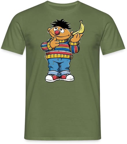 Sesamstraat Ernie Banana Telefoon T-Shirt Heren