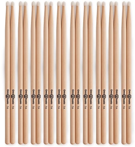 7A Nylon Tip Maple Drumsticks, 10 Pack
