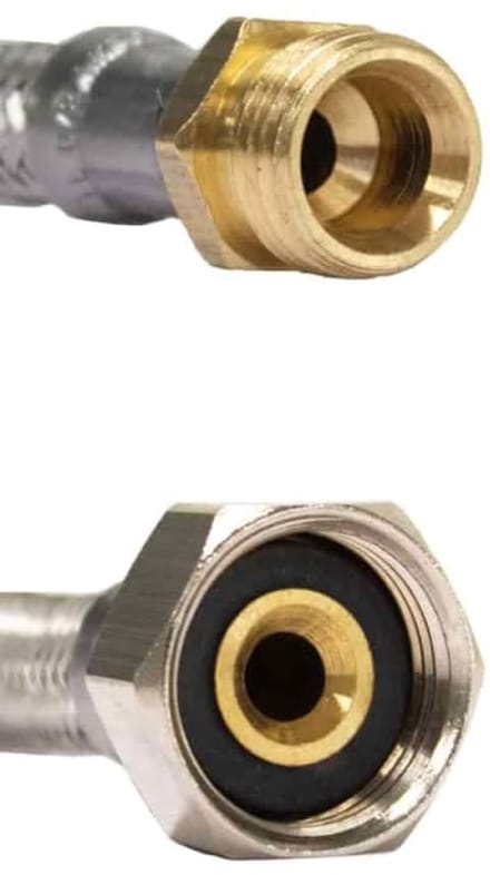 Flexibele Waterslang RVS 3/8" AG x 1/2" ÜM, 800 mm, DVGW