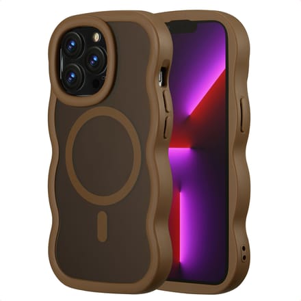 Selencia Wavy Case - Golvend Hoesje geschikt voor Apple iPhone 13 Pro - Mocha Brown