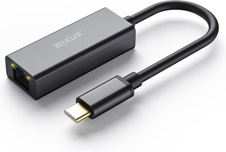 Rixus - USB-C naar 1000M Kaart RJ45 Gigabit Stuurvrij - Grijs