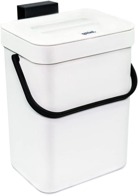Keuken Compostbak - Voedselafvalbak Aanrecht - Afval Scheiden - Hangend Dekselontwerp - 5 Liter - Wit