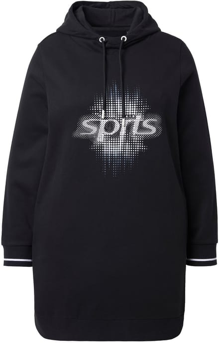 Ulla Popken - Dames - Lange hoodie oversized capuchon lange mouw - Zwart - Maat 46+
