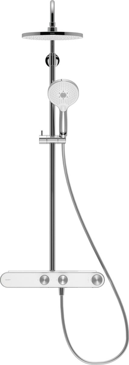 Duravit Regendouche Systeem Shelf 1050 – Thermostatisch – 3 Straalsoorten – Met Planchet – Chroom/Wit Hoogglans