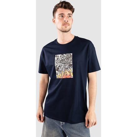 Poetic Collective Burning Skull T-Shirt blauw