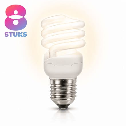 8x Spiraal Spaarlamp E27 - 24W - Warm Wit Licht (2700K) - 1615 lm - 8 jaar - Niet Dimbaar