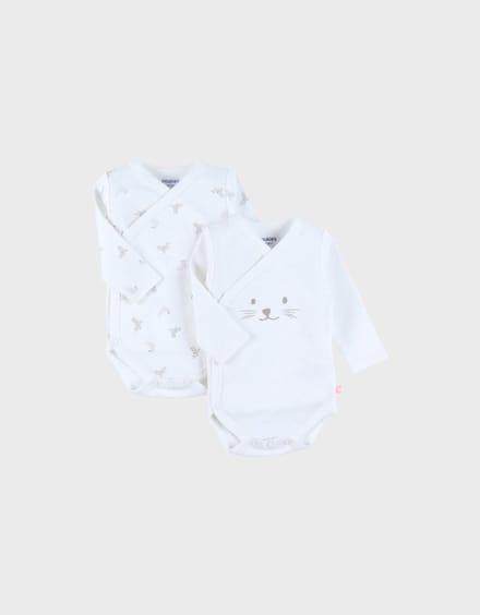 Noukie's - 2 Pack - Rompertjes - Gebroken wit - 0 maand 50