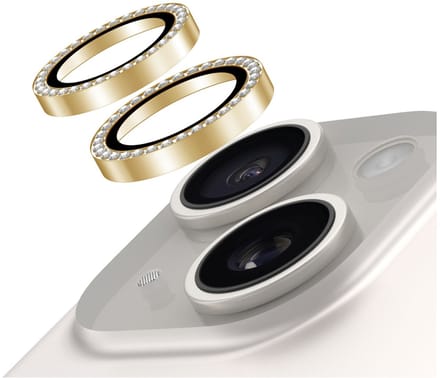 AVY Camera Lens Protector Rings | Geschikt voor Apple iPhone 15 / 15 Plus | Camera Lens Protector Glas | Schokbestendig | Krasbestendig | met Applicator | Diamant Goud