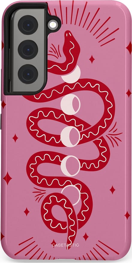 Casetastic hoesje geschikt voor Samsung Galaxy S22 - Dubbellaagse bescherming - Eclipseslang - Fashion Case - Lila Koraal