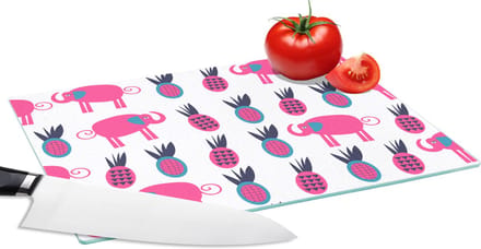 Glazen Snijplank - 28x20 - Ananas - Olifant - Design - Snijplanken Glas