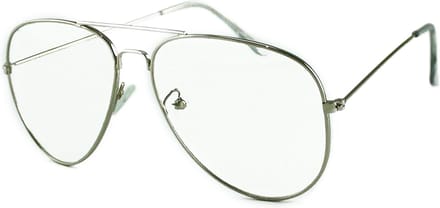 Loud and Clear® - Pilotenbril - Bril Zonder Sterkte - Nerd Bril - Zilver