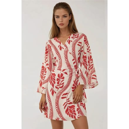 Bloemen V-hals Mini Jurk