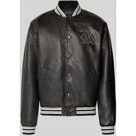 Collegejack in leerlook met labelstitching