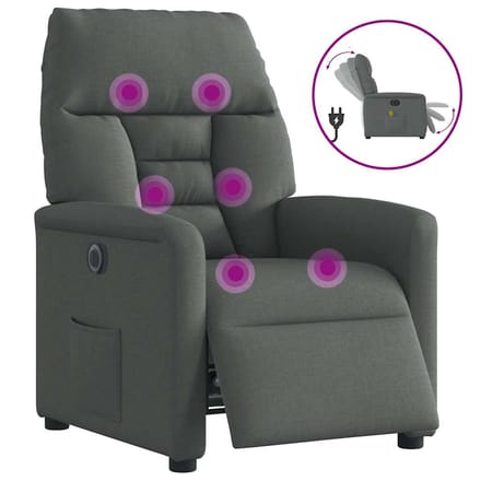 vidaXL - Massagestoel - elektrisch - verstelbaar - stof - donkergrijs