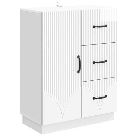 vidaXL - Dressoir - met - lade - Hoogglans - Wit - 66 - x - 34,5 - x - 87 - cm - Bewerkt - hout