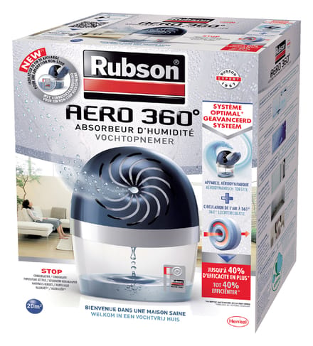 Rubson Vochtopnemer AERO360 Toestel 20m2 | Luchtontvochtiger Toestel | Vochtvanger Badkamer | Binnenhuis & Badkamer