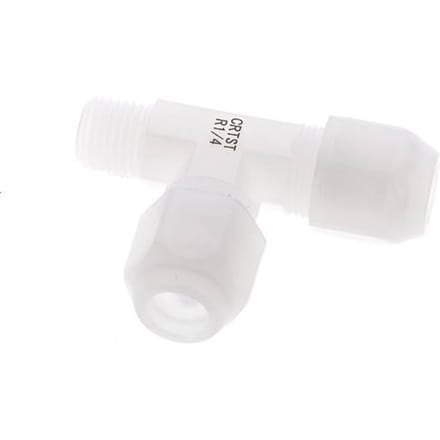 8x10mm & R1/4'' PVDF haakse slangkoppeling met buitendraad 10bar/145psi