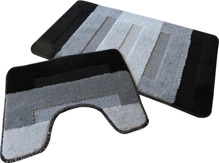 Ikado Badmat set - Zwart/grijs - 50 x 80 cm + 40 x 50 cm