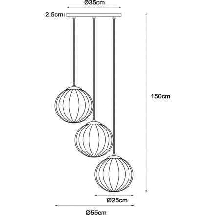 Lucide Hanglamp Monsaraz, Ø 35 cm, amber/groen, glas, E27
