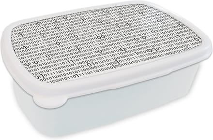 Broodtrommel Wit - Lunchbox - Brooddoos - Programmeren - Computer - Patronen - 18x12x6 cm - Volwassenen