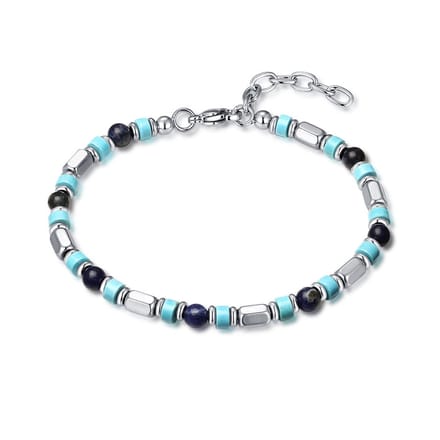 Twice As Nice Armband in edelstaal, gekleurde stenen Zilverkleurig 18cm+3cm