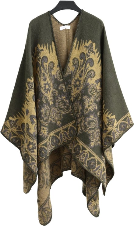 Emilie scarves - poncho - cape - omslagdoek - olijfgroen