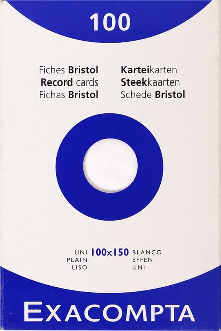 Exacompta 10x etui 100 steekkaarten bristol effen niet geperforeerd 100x150mm - Wit - 13302E