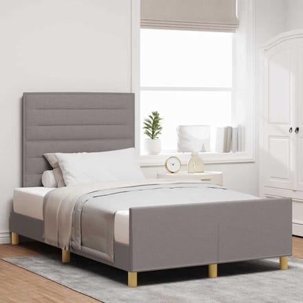 vidaXL - Bedframe - met - hoofdeinde - Taupe - 120 - x - 200 - cm - Stof