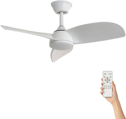Fantiluxe - Oliver - Plafondventilator met verlichting - Wit - Ø76cm - Afstandsbediening - Met lamp - Plafond ventilator - Slaapkamer