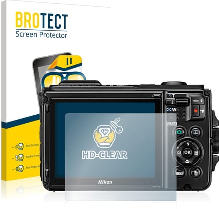 BROTECT - Screenprotector voor Nikon Coolpix W300 - Folie Beschermfolie transparant 2 Stuks
