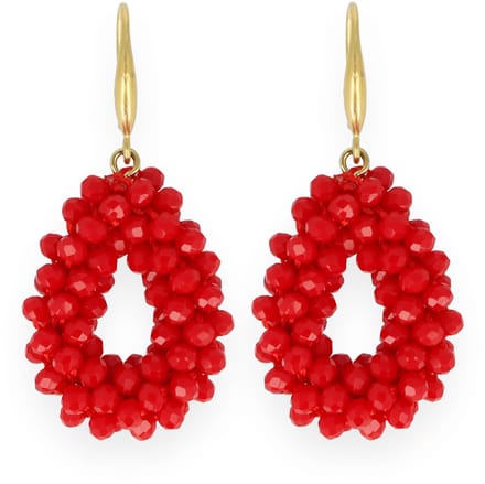 Lajetti Mini Druppel Oorbel Rood - Dames Oorbellen stainless steel - Beaded Earrings