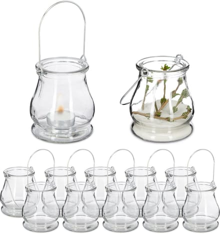72x windlicht - theelichthouder - buiten - handvat - glas - transparant