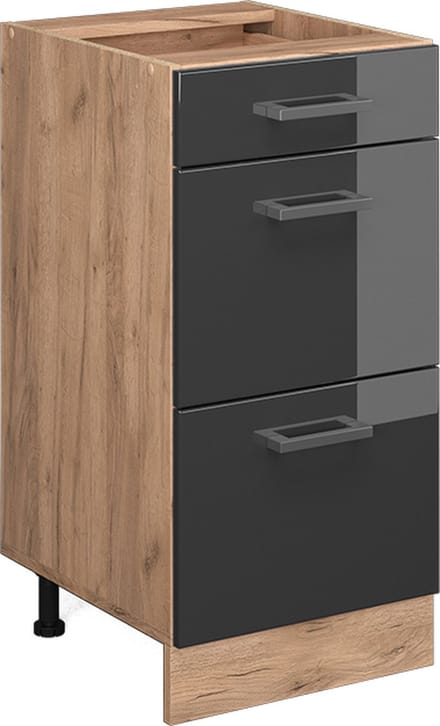 Vicco R-Line Keukenonderkast – 40 cm met laden, WB Eik Antraciet Hoogglans