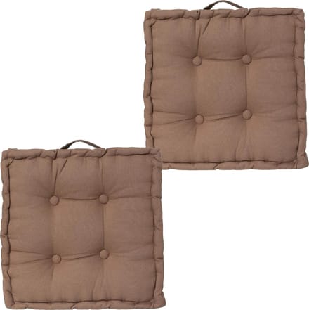 Atmosphera Vloerkussen Square - 2x - taupe - katoen - 38,5 x 38,5 x 8 cm - vierkant - Extra dik