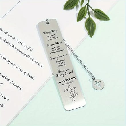 VANDAAG VERZONDEN - Boekenlegger - Christelijk - Bijbeltekst - Metaal - Kruis