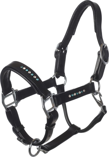 MHS Leren Halster Sparkle Mini Zwart / Aqua