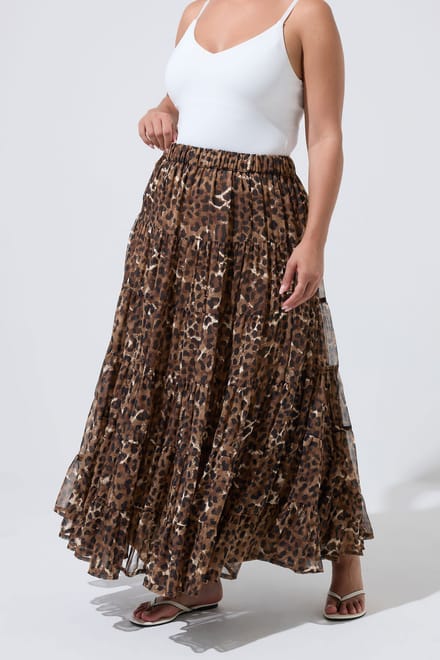 Limited Collection Bruine Rok Met Luipaardprint Size 46