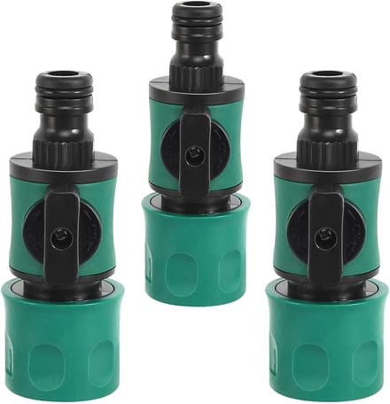 Allecto - Set van 3 Waterkoppelingen met Schakelaar - Universele Tuinslangverbinder 1/2 Inch, Snelle Aansluiting en Regulator