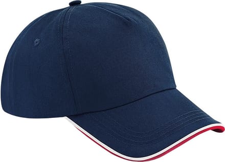 Beechfield Authentieke 5-paneel kap (Franse marine/Klassiek rood/wit)
