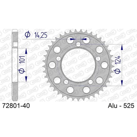Aluminium tandwiel achter Afam 525 40 dents