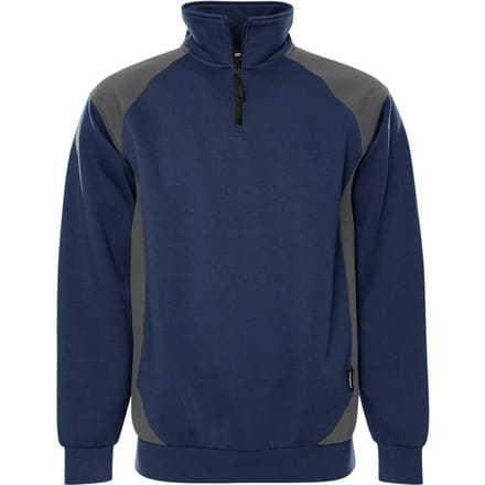 Fristads Sweater met korte rits 7048 GSM - Marineblauw/Grijs - M